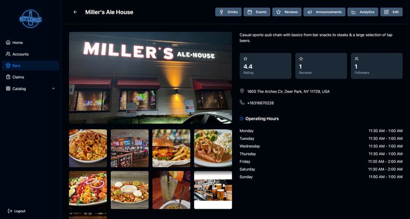BottleSpace admin bar details