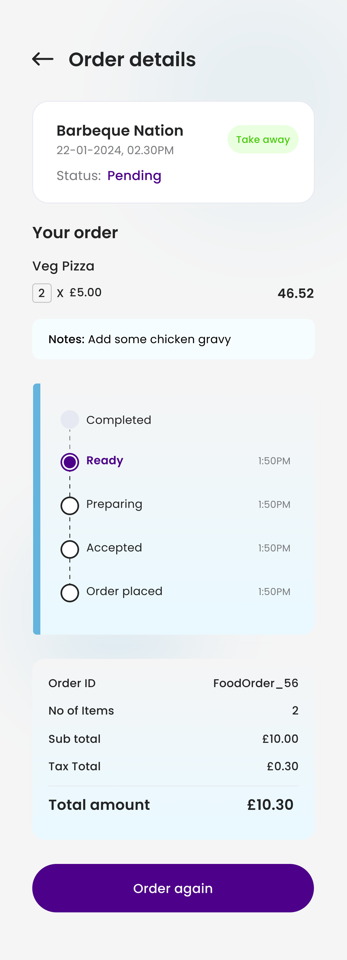 Pickauni order details